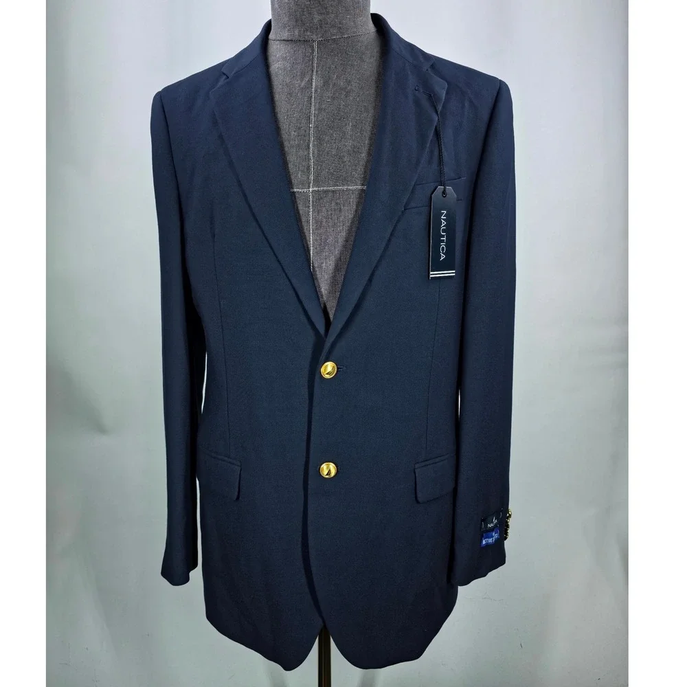 Nautica Sport Coat Mens 40L Navy Branford‎ Suit Quiet Luxury Business Casual NWT